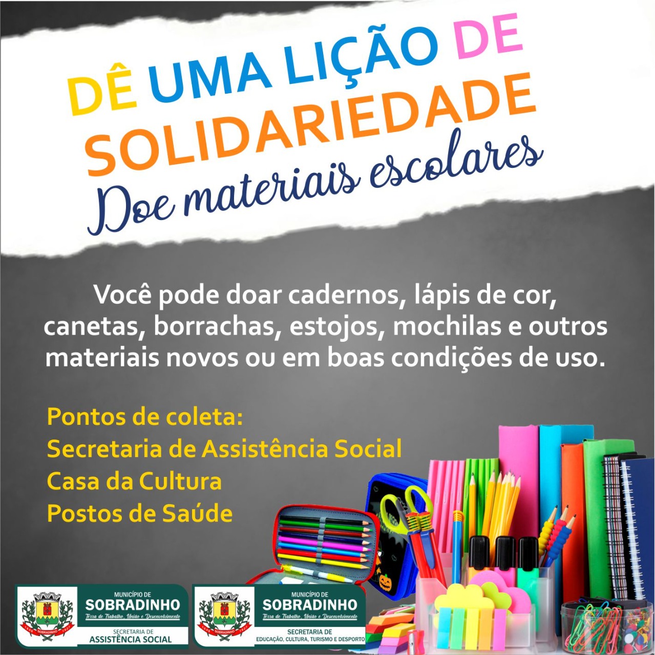 Sobradinho Lança Campanha De Doação De Material Escolar 5365